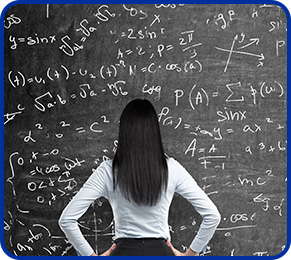 Woman Looking At Blackboard Filled With Equations